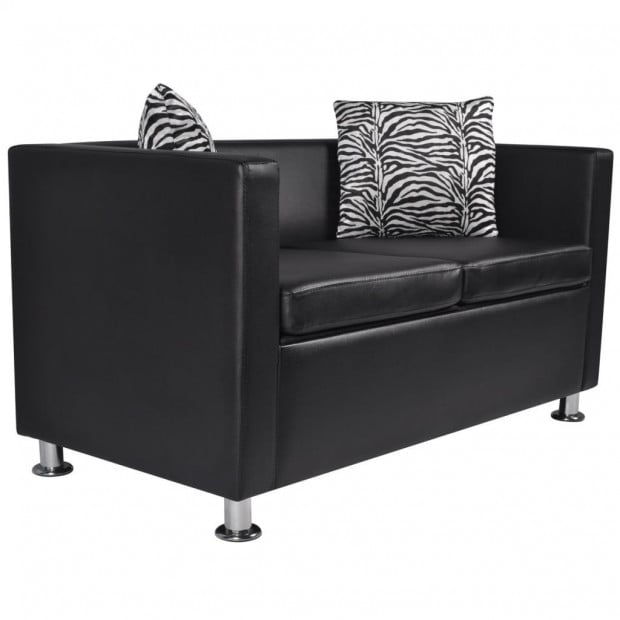 Sofa Set Artificial Leather 3-seater 2-seater Armchair Black Image 9
