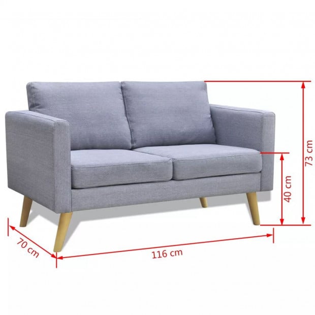 Sofa Set 2-seater And 3-seater Fabric Light Grey Image 8