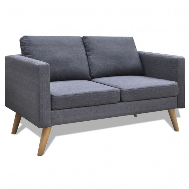 Sofa Set 2-seater And 3-seater Fabric Dark Grey Image 2