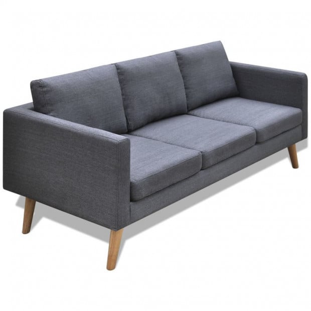 Sofa Set 2-seater And 3-seater Fabric Dark Grey Image 4