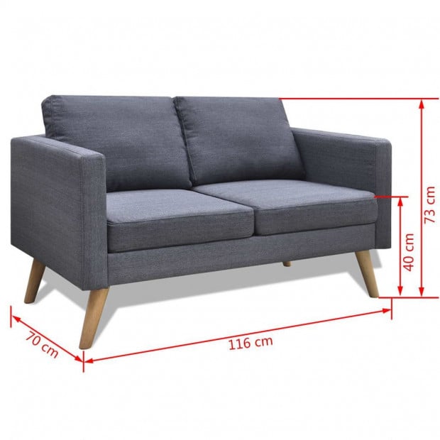 Sofa Set 2-seater And 3-seater Fabric Dark Grey Image 7