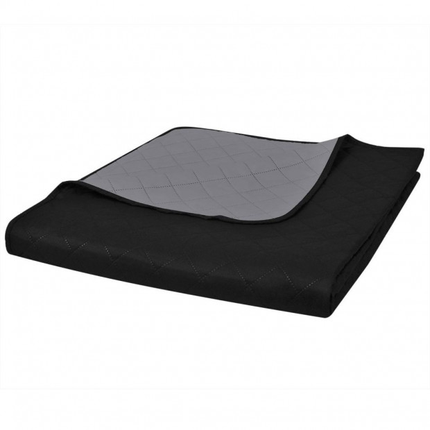 Double-sided Quilted Bedspread Black/grey 220 X 240 Cm Image 4