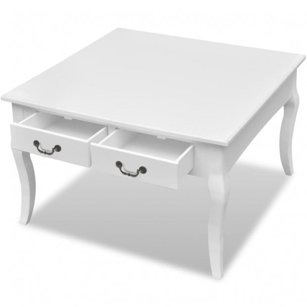 Coffee Table With 4 Drawers White Image 3