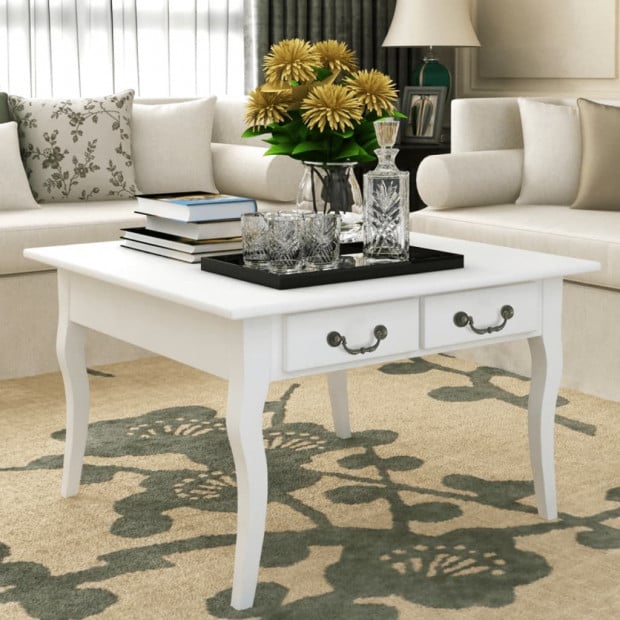 Coffee Table With 4 Drawers White Image 2