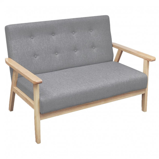 Sofa Set 2 Pieces Fabric Light Grey Image 3