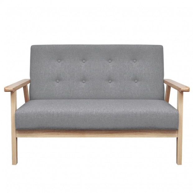 Sofa Set 2 Pieces Fabric Light Grey Image 4