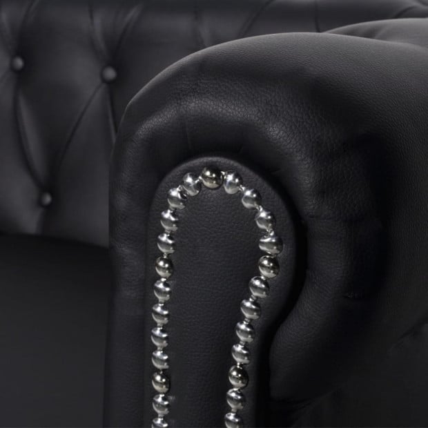 Chesterfield 2-seater And 3-seater Artificial Leather Black Image 2