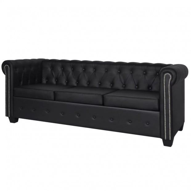 Chesterfield 2-seater And 3-seater Artificial Leather Black Image 5