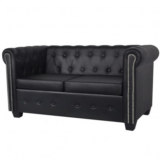 Chesterfield 2-seater And 3-seater Artificial Leather Black Image 7