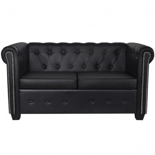 Chesterfield 2-seater And 3-seater Artificial Leather Black Image 8