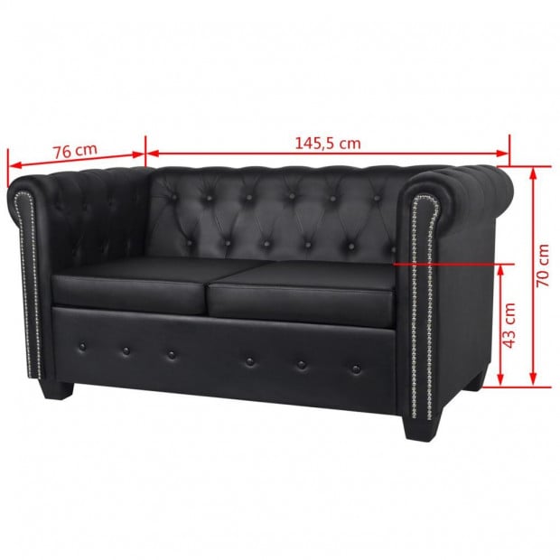 Chesterfield 2-seater And 3-seater Artificial Leather Black Image 9