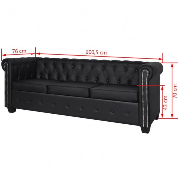 Chesterfield 2-seater And 3-seater Artificial Leather Black Image 10