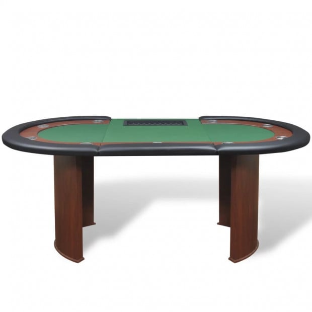 10-player Poker Table With Dealer Area And Chip Tray Green Image 3