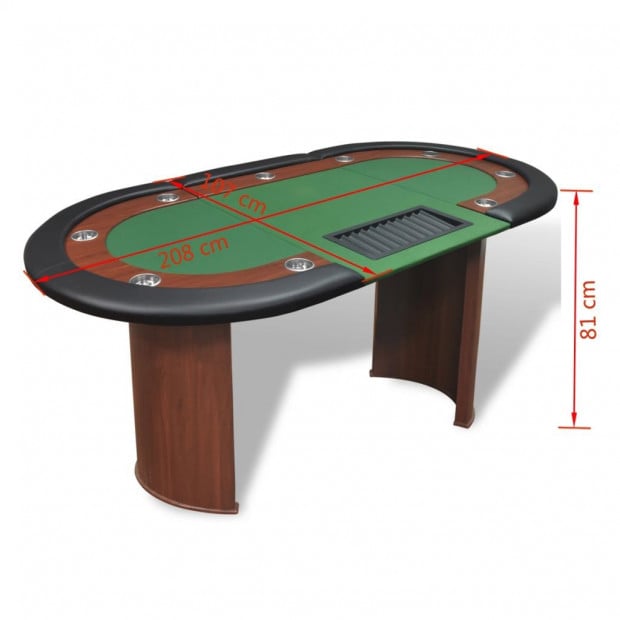 10-player Poker Table With Dealer Area And Chip Tray Green Image 9