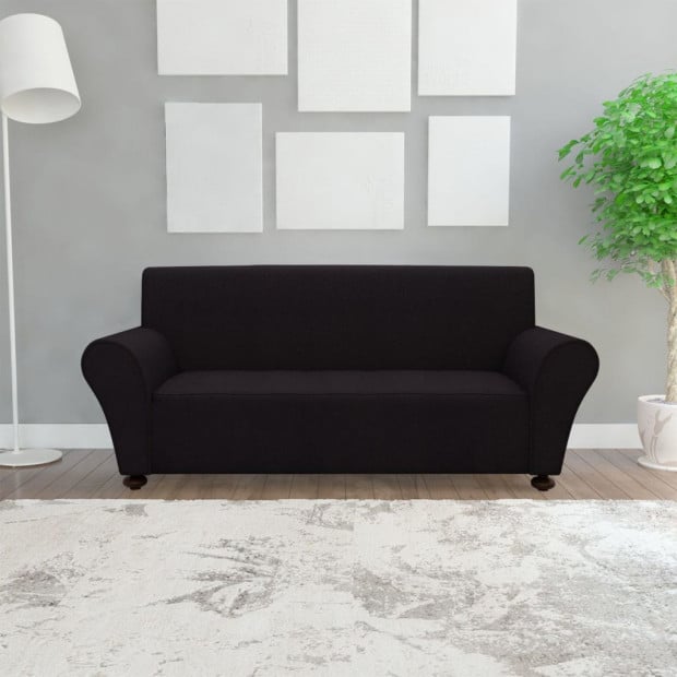 Stretch Couch Slipcover Black Polyester Jersey Image 4