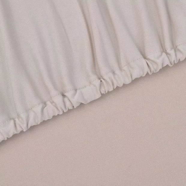 Stretch Couch Slipcover Beige Polyester Jersey Image 2