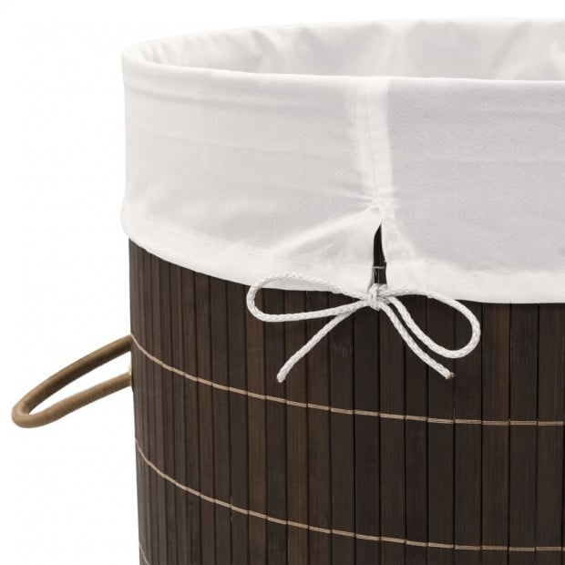 Bamboo Laundry Bin Round Dark Brown Image 3