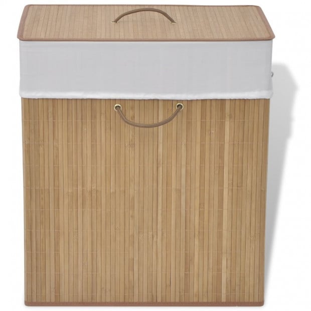 Rectangular Bamboo Laundry Bin Natural