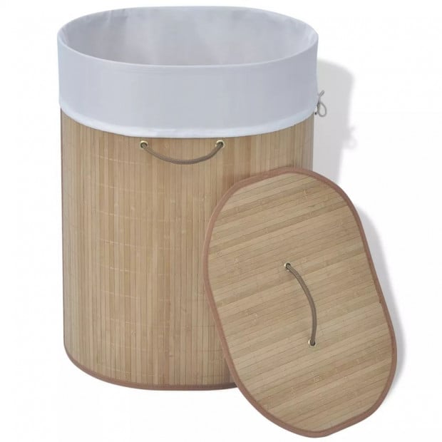 Bamboo Laundry Bin Oval Natural Image 4