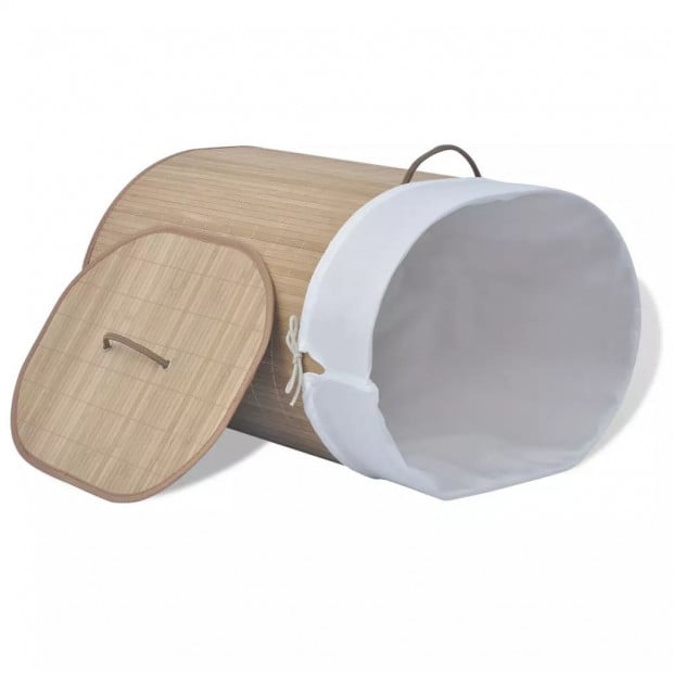 Bamboo Laundry Bin Oval Natural Image 5