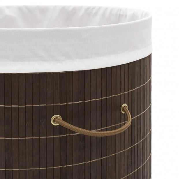 Bamboo Laundry Bin Oval Dark Brown Image 3