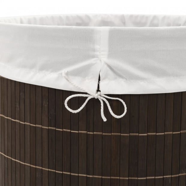 Bamboo Laundry Bin Oval Dark Brown Image 4