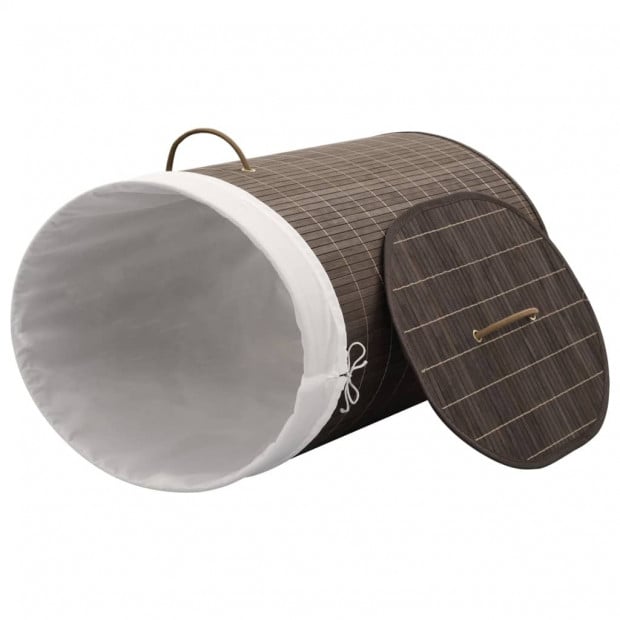 Bamboo Laundry Bin Oval Dark Brown Image 6