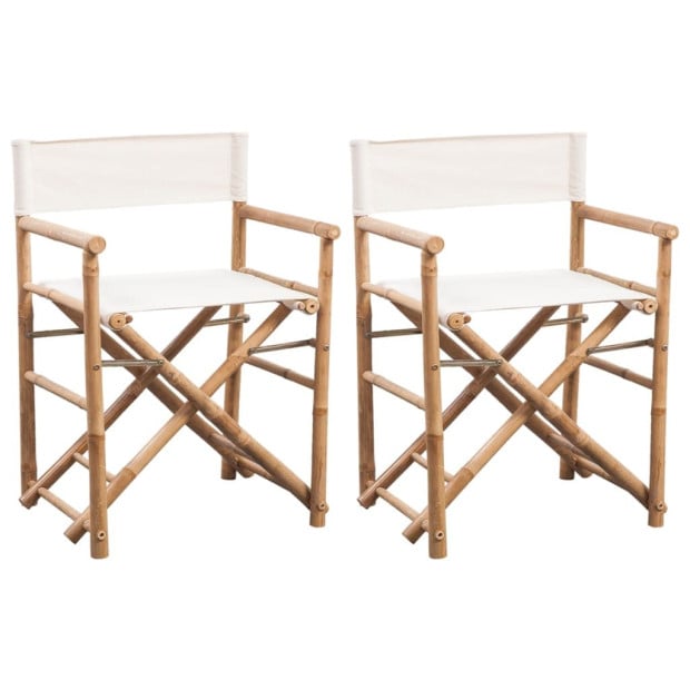 Folding Directors Chair 2 Pcs Bamboo And Canvas