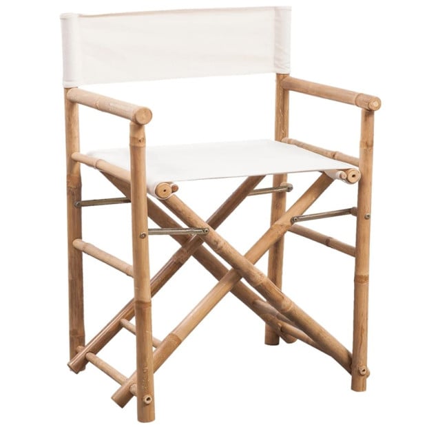 Folding Directors Chair 2 Pcs Bamboo And Canvas Image 2