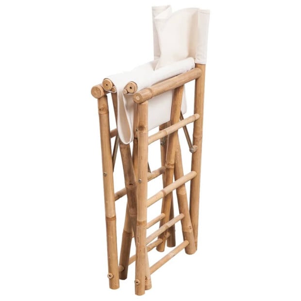 Folding Directors Chair 2 Pcs Bamboo And Canvas Image 4