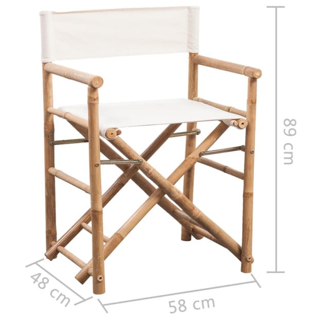 Folding Directors Chair 2 Pcs Bamboo And Canvas Image 6