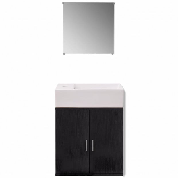 Three Piece Bathroom Furniture And Basin Set Black Image 3
