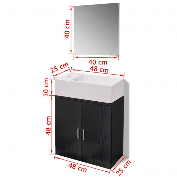 Three Piece Bathroom Furniture And Basin Set Black Image 10