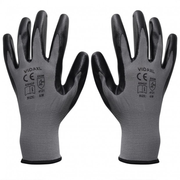 Work Gloves Nitrile 24 Pairs Grey And Black Size 10/xl