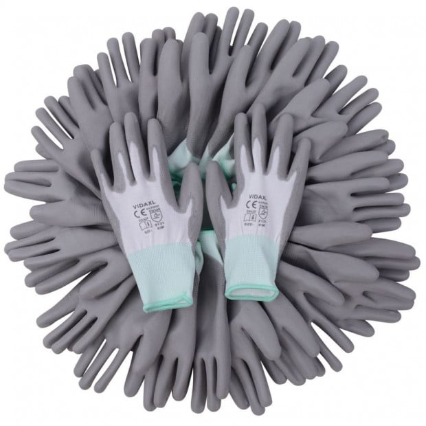 Work Gloves Pu 24 Pairs White And Grey Size 8/m Image 4
