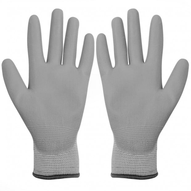 Work Gloves Pu 24 Pairs White And Grey Size 9/l Image 2