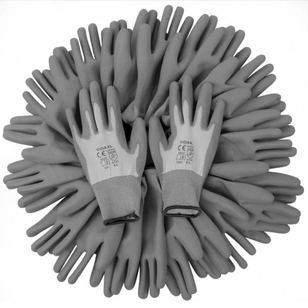 Work Gloves Pu 24 Pairs White And Grey Size 9/l Image 4