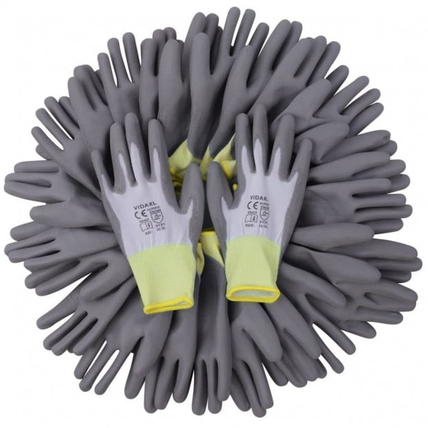 Work Gloves Pu 24 Pairs White And Grey Size 10/xl Image 4