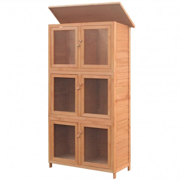Animal Rabbit Cage 6 Rooms Wood Image 3