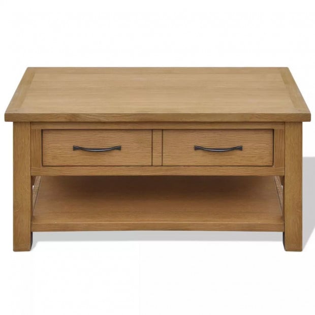 Table 88x53x45 Cm Solid Oak Wood Image 2