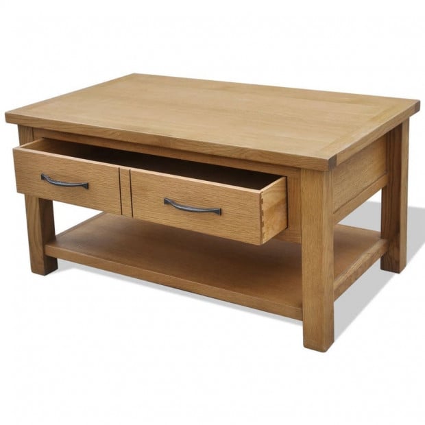 Table 88x53x45 Cm Solid Oak Wood Image 3