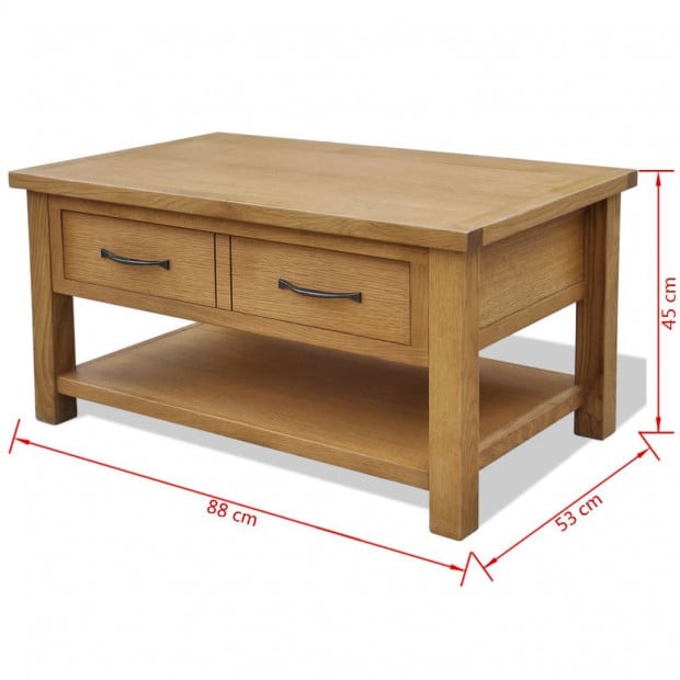 Table 88x53x45 Cm Solid Oak Wood Image 5