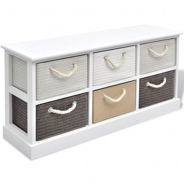 Storage Bench 6 Drawers Wood Image 2