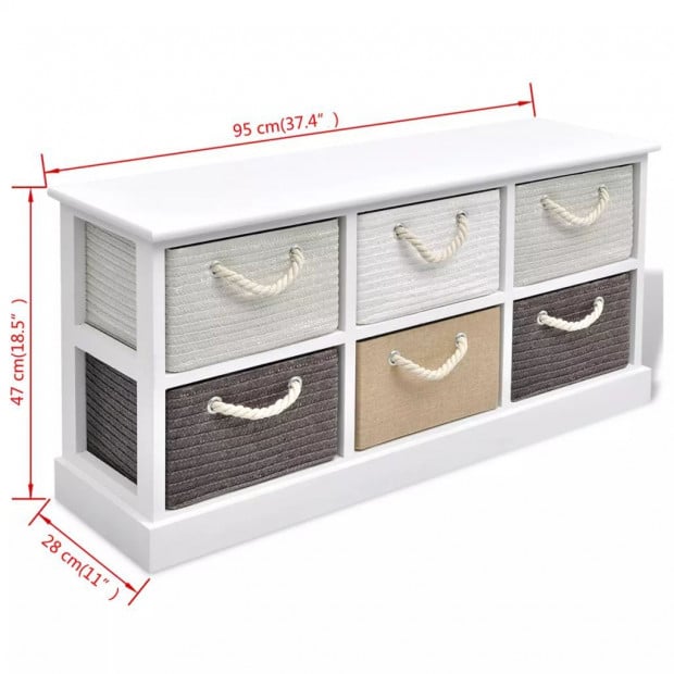 Storage Bench 6 Drawers Wood Image 6