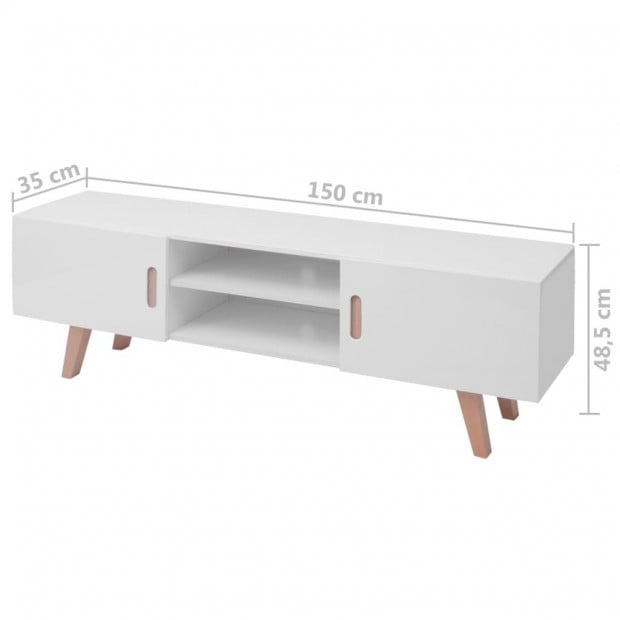 Tv Stand Mdf 150x35x48.5 Cm High Gloss White Image 6