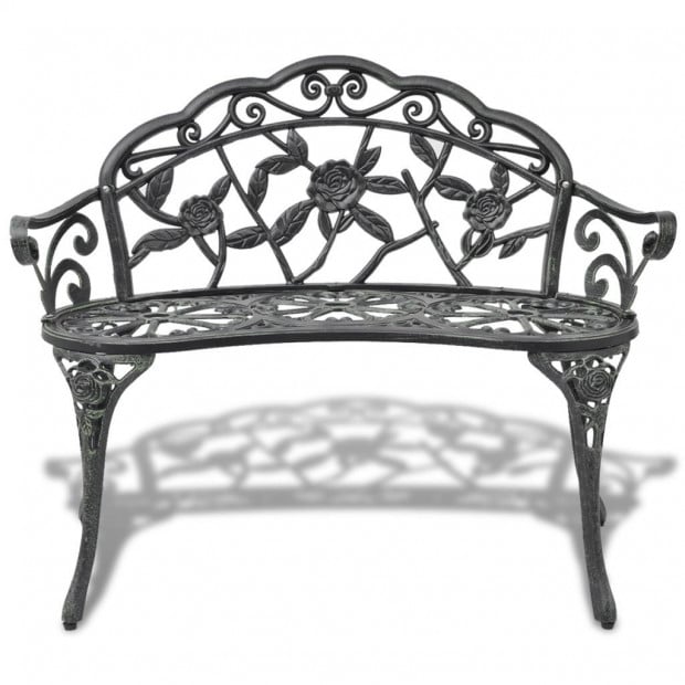 Garden Bench 100 Cm Cast Aluminium Green Image 2