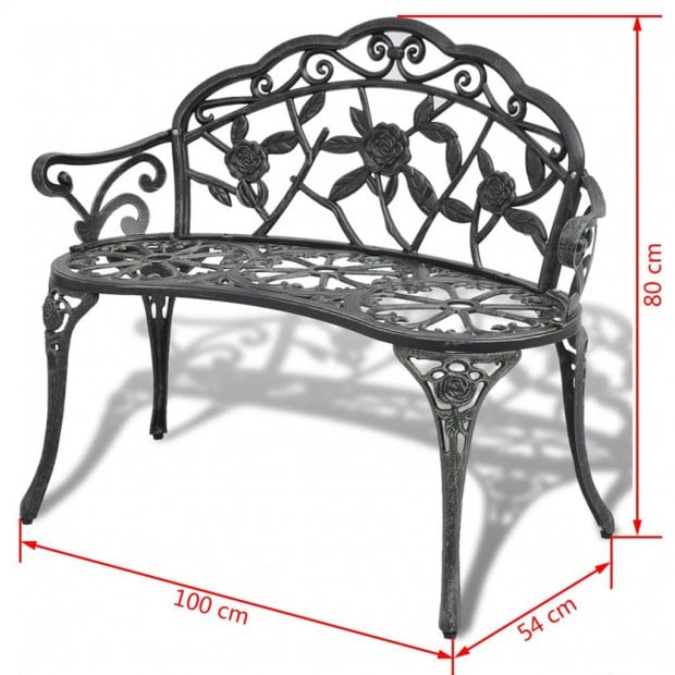 Garden Bench 100 Cm Cast Aluminium Green Image 4
