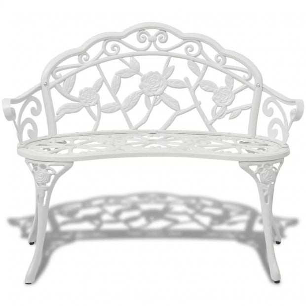 Garden Bench 100 Cm Cast Aluminium White Image 2