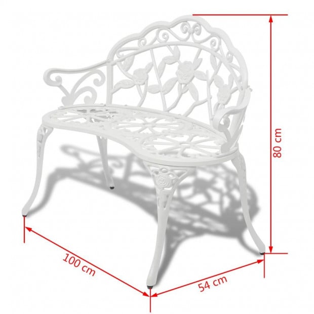 Garden Bench 100 Cm Cast Aluminium White Image 4