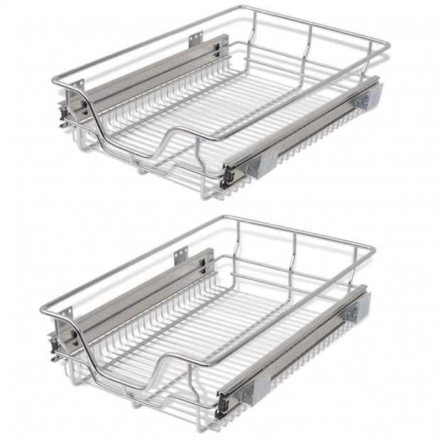 Pull-out Wire Baskets 2 Pcs Silver 400 Mm Image 2